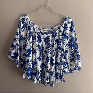 Show Me Your MuMu White Top with Blue Floral Print